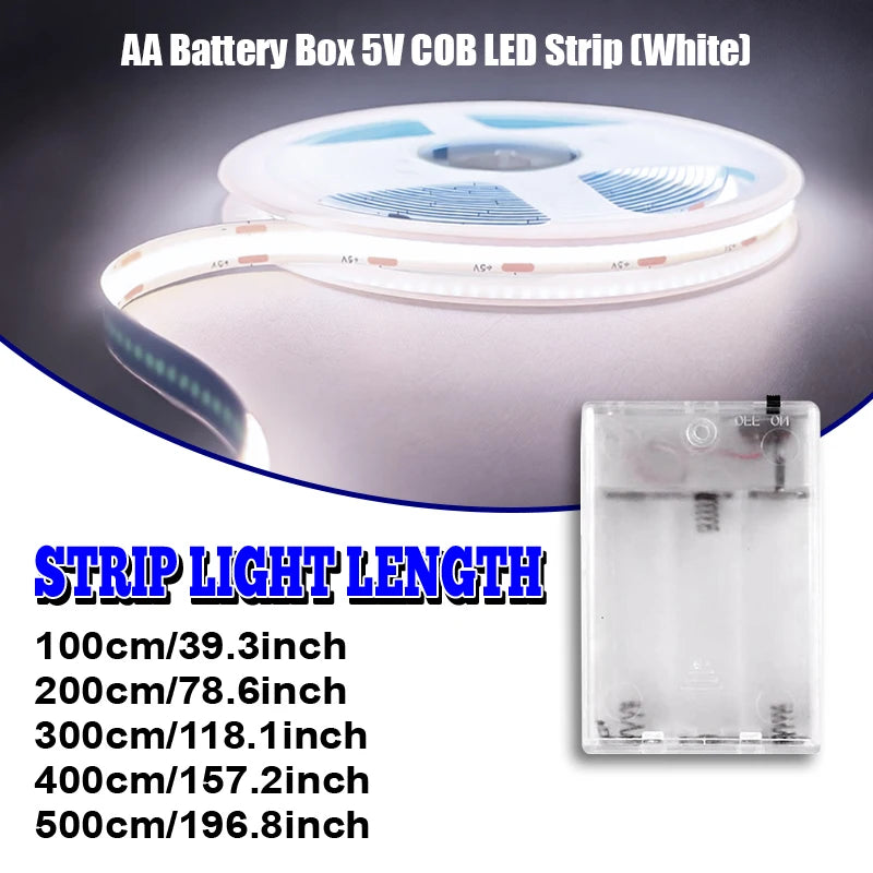 ruban led cob blanc chaud moderne adhésif alimentation 5v lumière chaude flux lumineux moins60