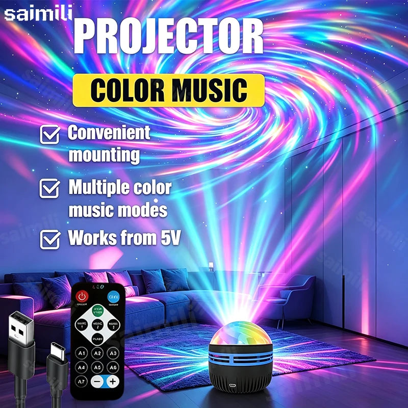 projecteur lumière led étoiles aurore boréale translucides moderne télécommande rotation automatique