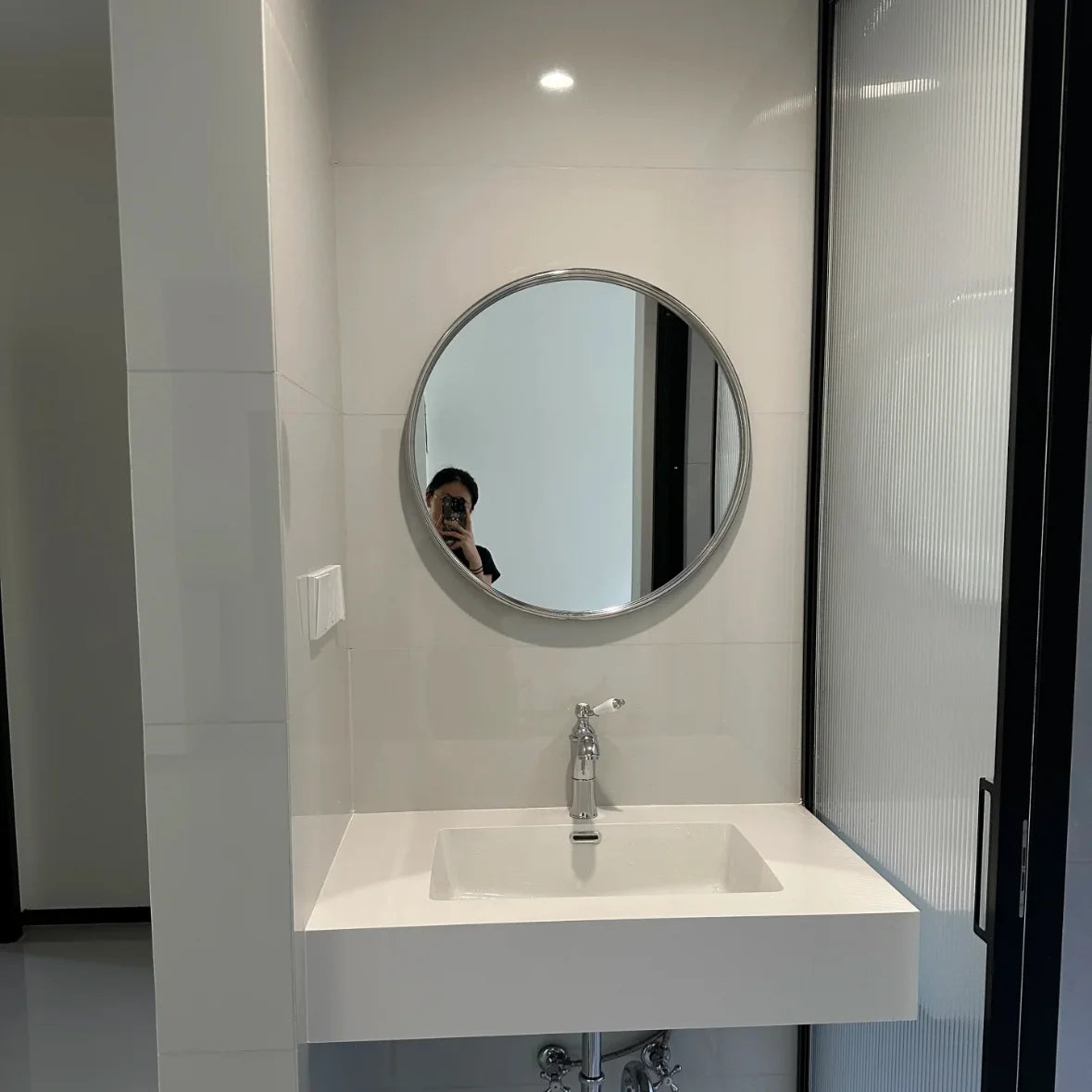 miroir moderne portable vert blanc acier inoxydable carré fixation murale salle bains maquillage decoration