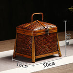 paniers osier marron clair panier couvercle tressage traditionnel vase blanc baguettes bambou rustique artisanal