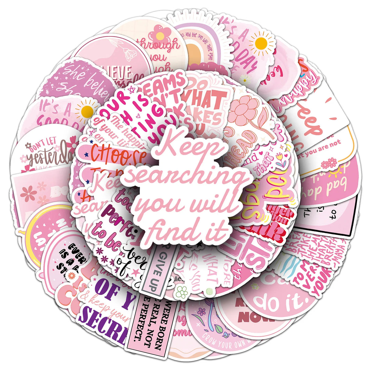 stickers motivants rose blanc adhésifs textes fleurs moderne positif portable bagages téléphone eau cadeau