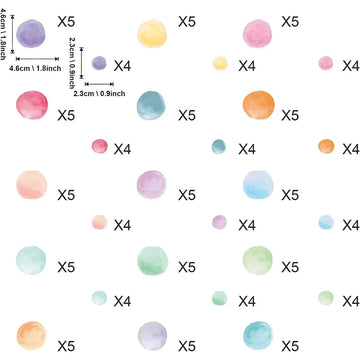 sticker mural décoration enfant pois aquarelle couleurs vives adhésif repositionnable chambre douce coloré
