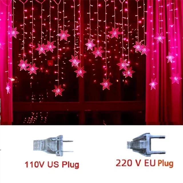 guirlande lumineuse flocons neige blanc multicolore clignotante noël moderne étanche festive mariage