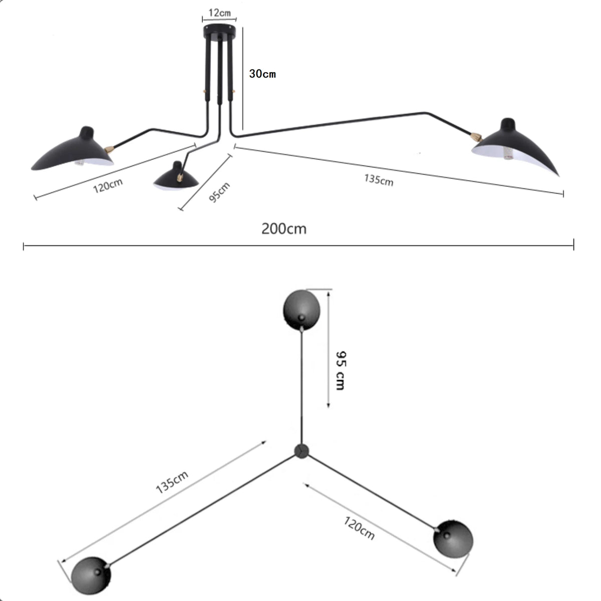 lampe suspension moderne noire dorée fixations vis incluant ampoule câble électrique