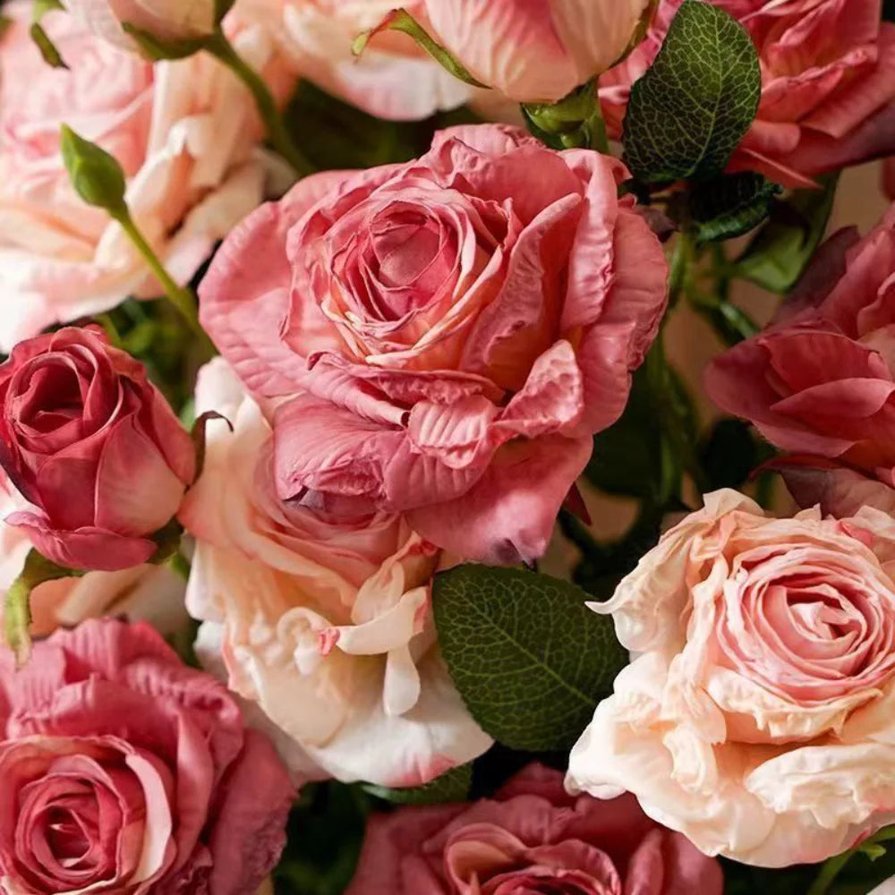 bouquet roses artificielles fleurs soie décoratives mariage anniversaire intérieur decoration