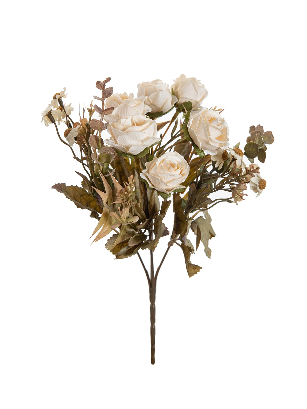 bouquet artificiel roses violettes blanches dorées decoration mariage anniversaire intérieur