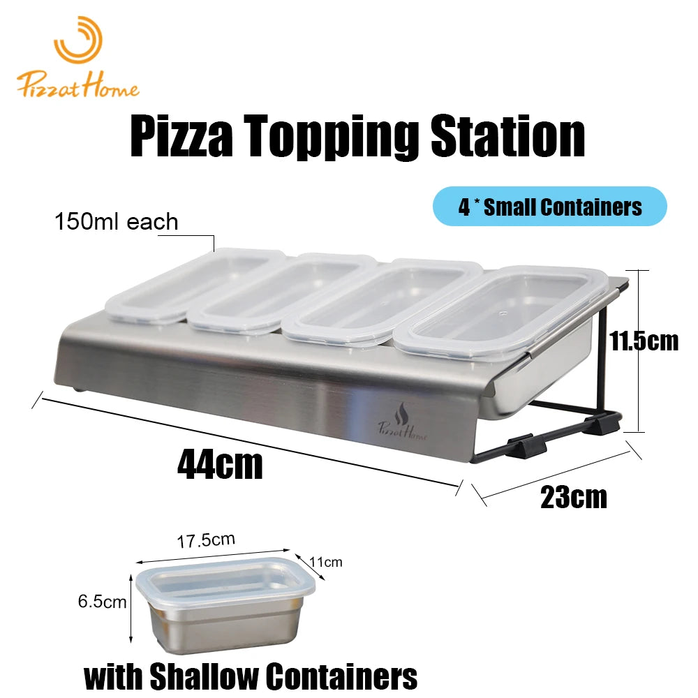 station garniture acier inoxydable 304 couvercle silicone stockage ingrédients pizza moderne rangement professionnel étanche