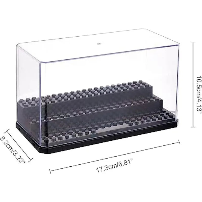 présentoir acrylique transparent figurines lego brique noir gris moderne minimaliste exposant collectionnement cube rangement