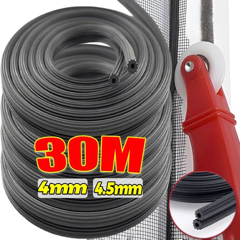 ruban fixation moustiquaire adhésif gris pratique utilitaire 30m 4mm 4.5mm set ciseaux tournevis