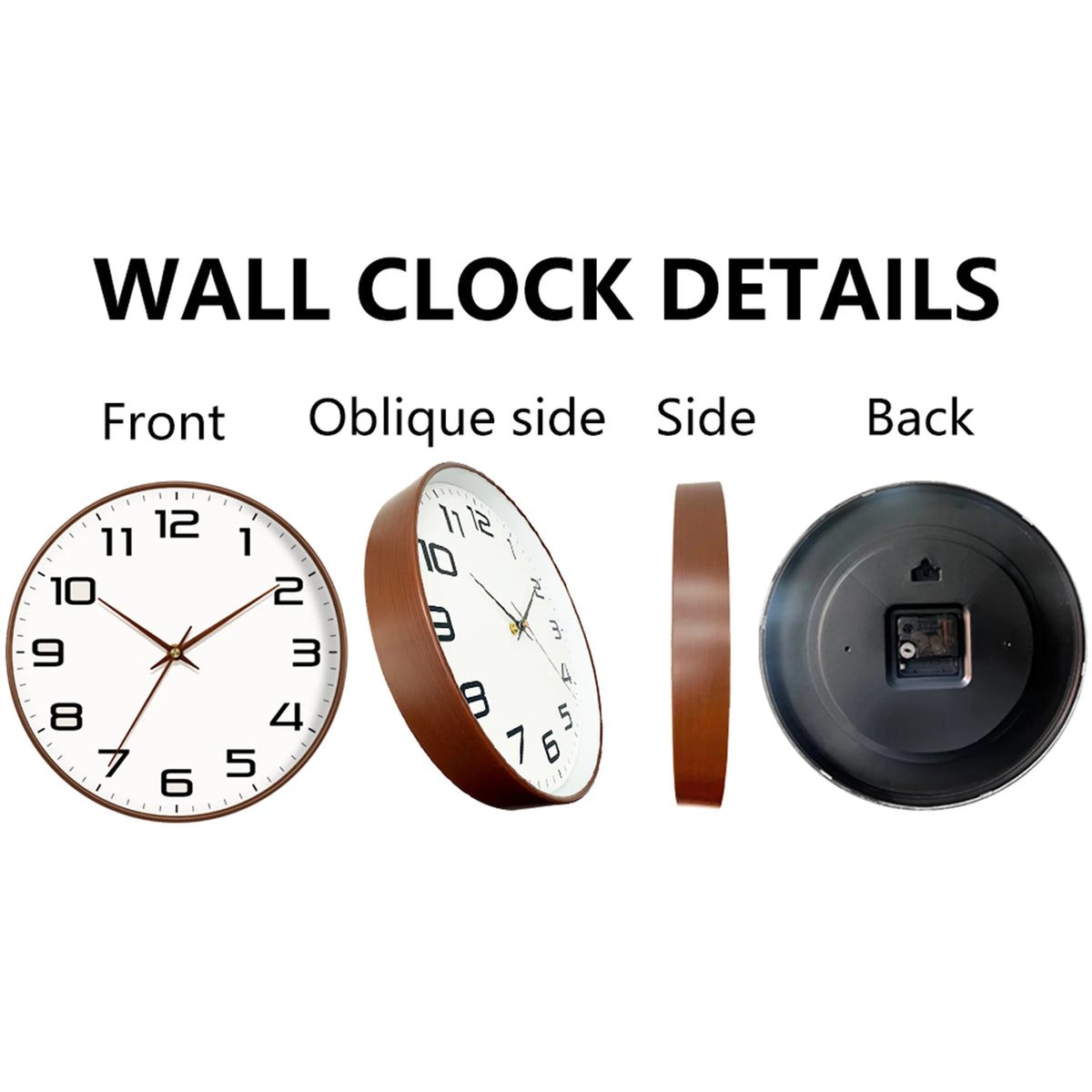 horloge murale moderne aiguille quartz blanc marron doré inch 10 inch 12 inch minimaliste