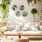 décorations murales bois vert feuilles géométriques abstraites moderne bohème chambre salon