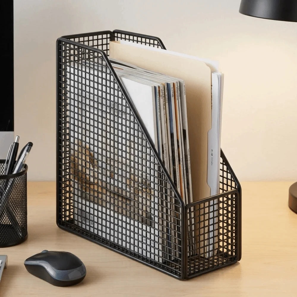 organisateur rangement blanc noir maille métallique moderne réutilisable multiple ustensiles cuisine papier couteaux minimalistemaxlength=70