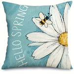 housse coussin polyester motif fleur bleue moderne texte printemps coussins différentes tailles