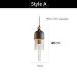 suspension lumineuse moderne noir doré scandinave franges translucides