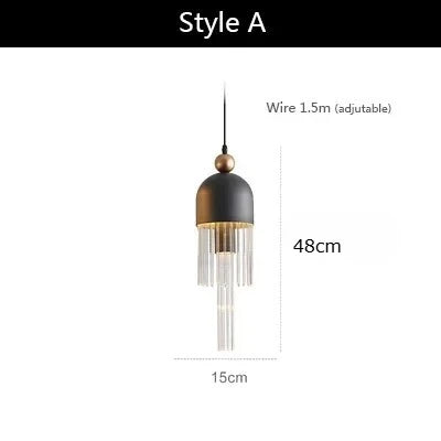 suspension lumineuse moderne noir doré scandinave franges translucides