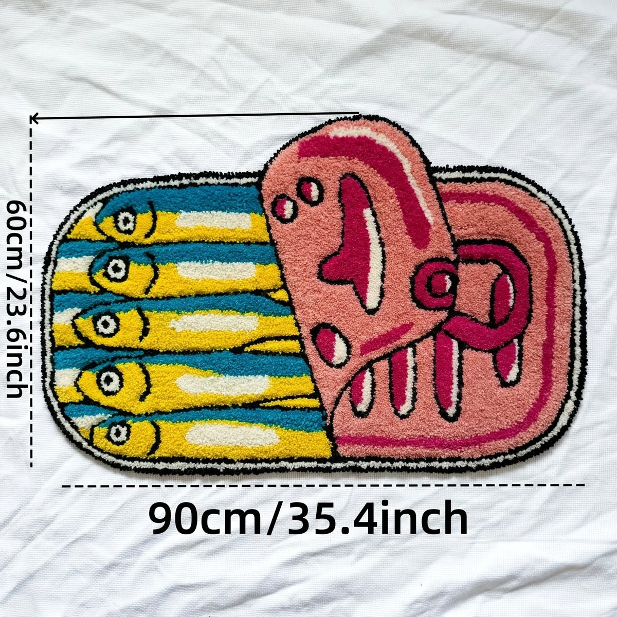tapis créatif pop art poissons rayures horizontales rouge vert bleu blanc adultes extérieur imperméable