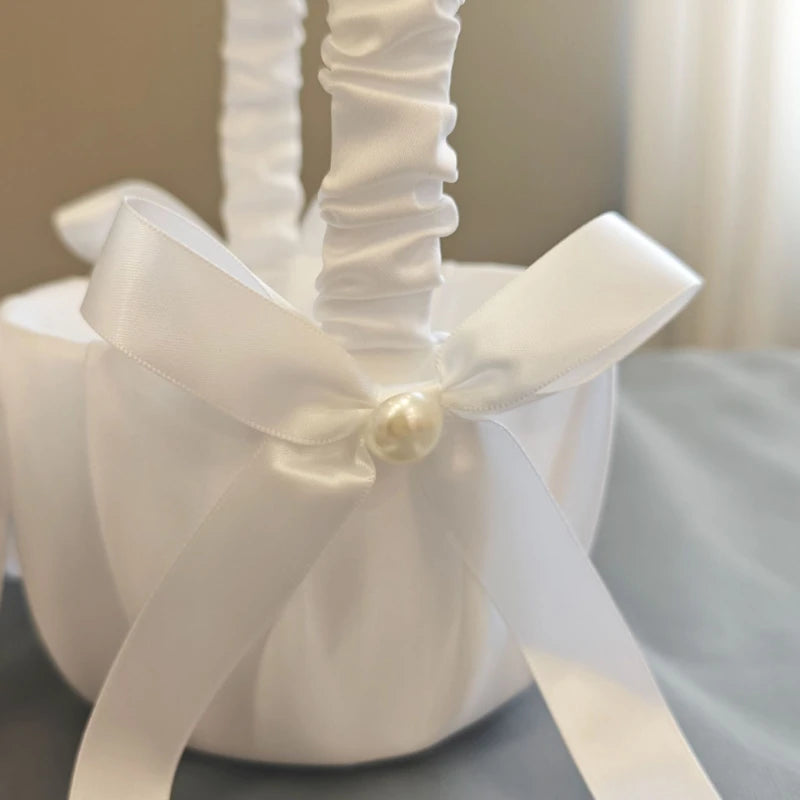 paniers mariage coussins alliances satin blanc rubans décorations mariage anniversaire noël valentin