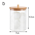 boîtes rangement cosmétiques transparentes couvercle bois moderne coton tige lingettes pinceaux rouges lèvres