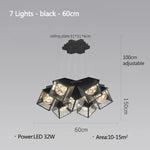 lampe suspendue moderne cubiques géométriques noir blanc chaînes interrupteur tactile chambre salon