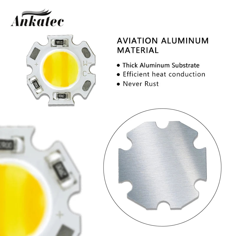 plaque led cob 3w 5w 7w 12v 24v blanc chaud alu rond moderne downlight
