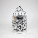 cage oiseaux ornements floraux ajourée artisanale élégante anneaux suspendus décoration maison or argent noir