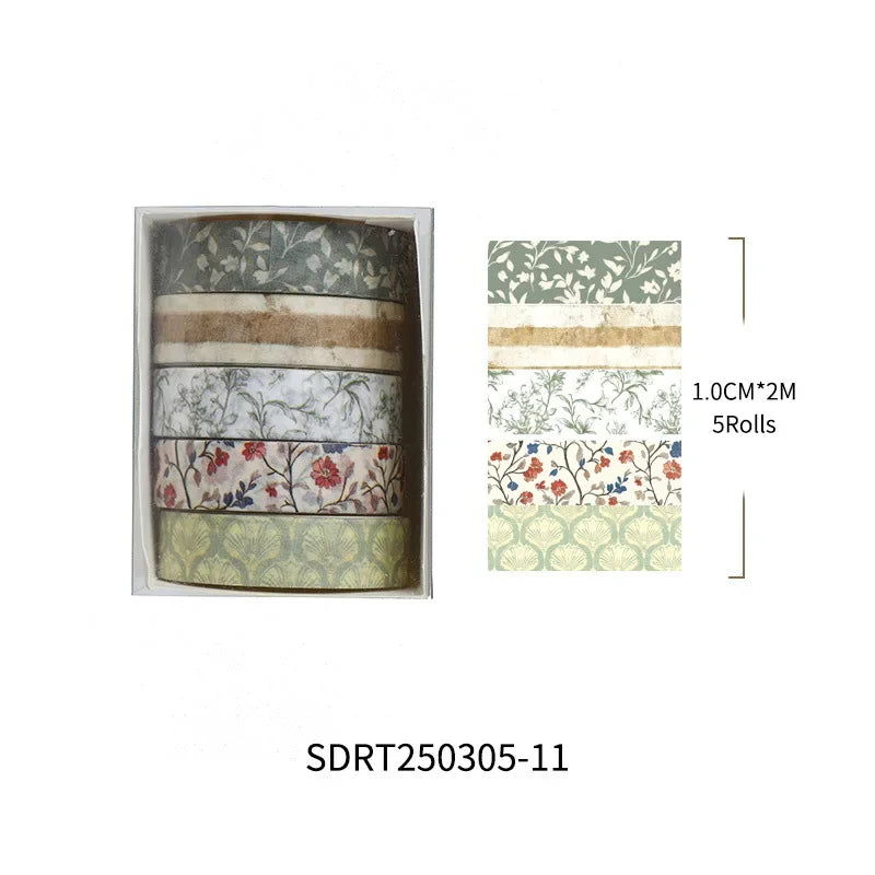 rubans adhésifs décoratifs vintage multicolores floral abstraits géométriques scrapbooking bricolage planificateur journal