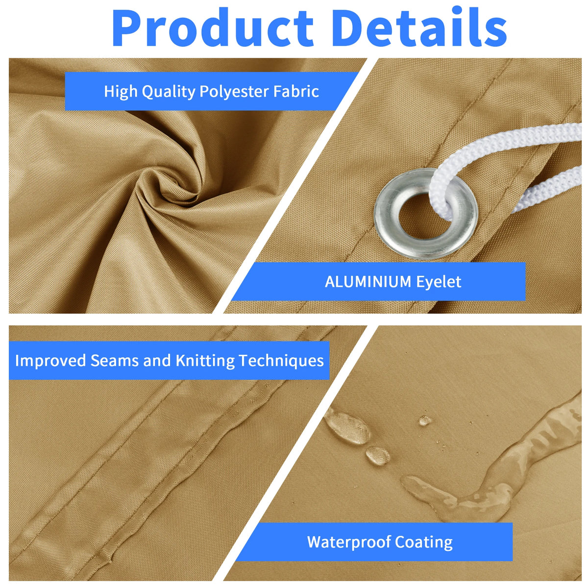 voile soleil beige uni moderne résistante l'eau 2m 2m 2m 3m 3m 3m 4m