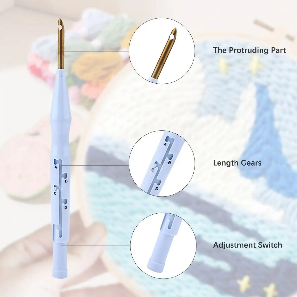 kit broderie punch needle débutants motif floral aiguille fil tissu multicolore artisanal instructions anneaux
