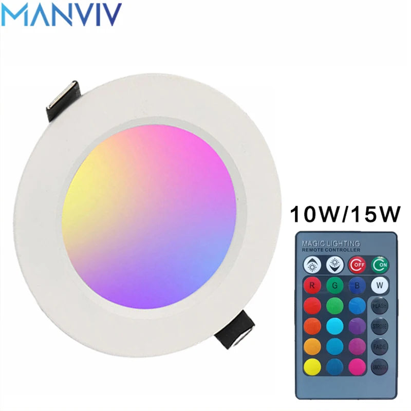 spot led blanc multicolore rgb télécommande gradation moderne 10w 15w led
