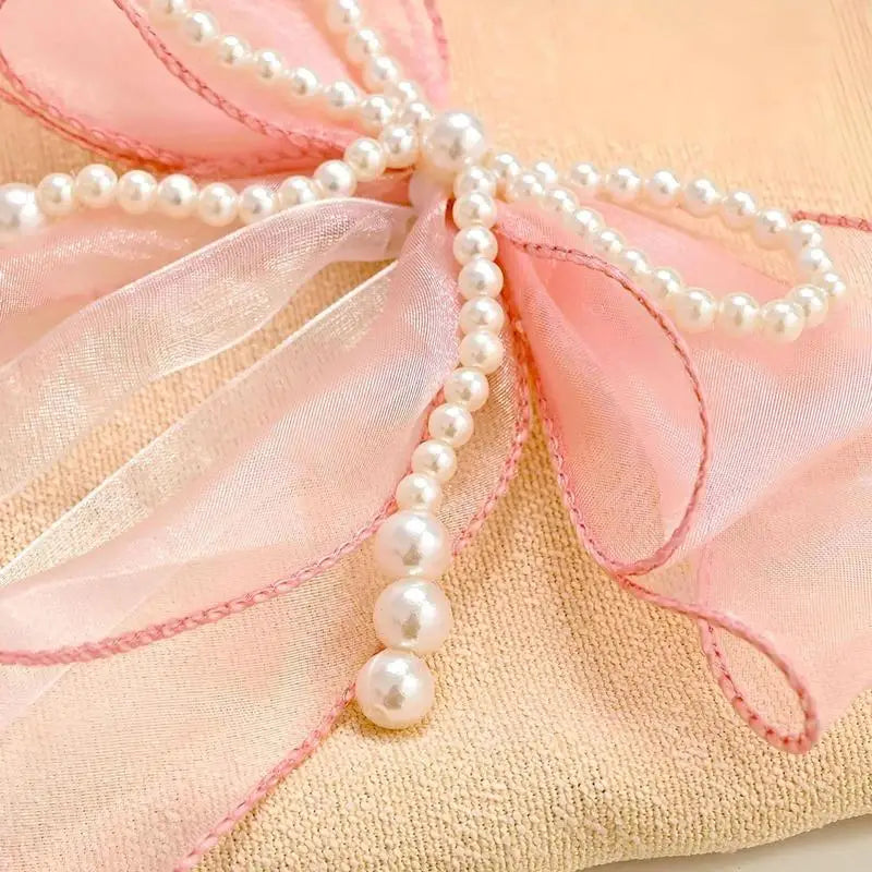 rubans décoratifs organza rose clair blanc classiques transparents 86cm