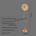 lampe sol moderne or cristal élégante base plate chambre coucher led