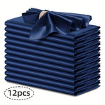 serviettes satin élégantes 30x30cm 12pièces bleumarine vertfoncé roseblanc modernes clipsdorés