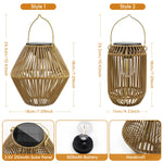 lanterne solaire bohème bambou suspension jardin led décoration patio rustique