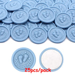 timbres cire classiques adhésifs blanc bleu doré rose feuilles empreintes pieds roses enveloppes cartes