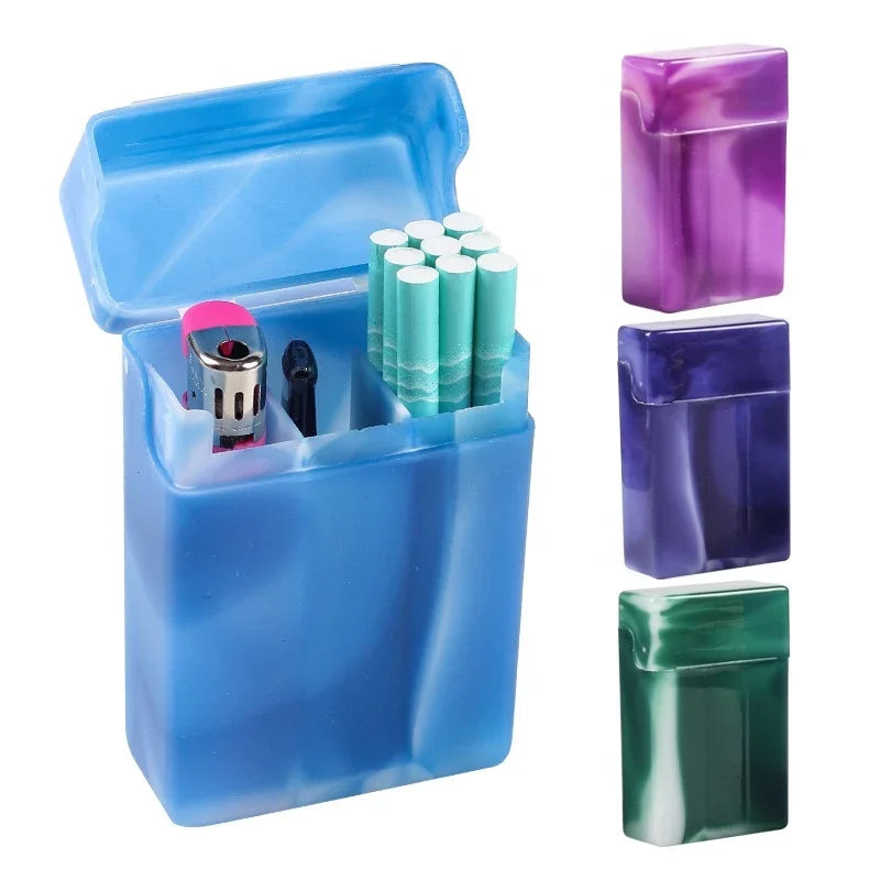 boîte cigarettes bleu marbré moderne boîte briquet stylo violet vert