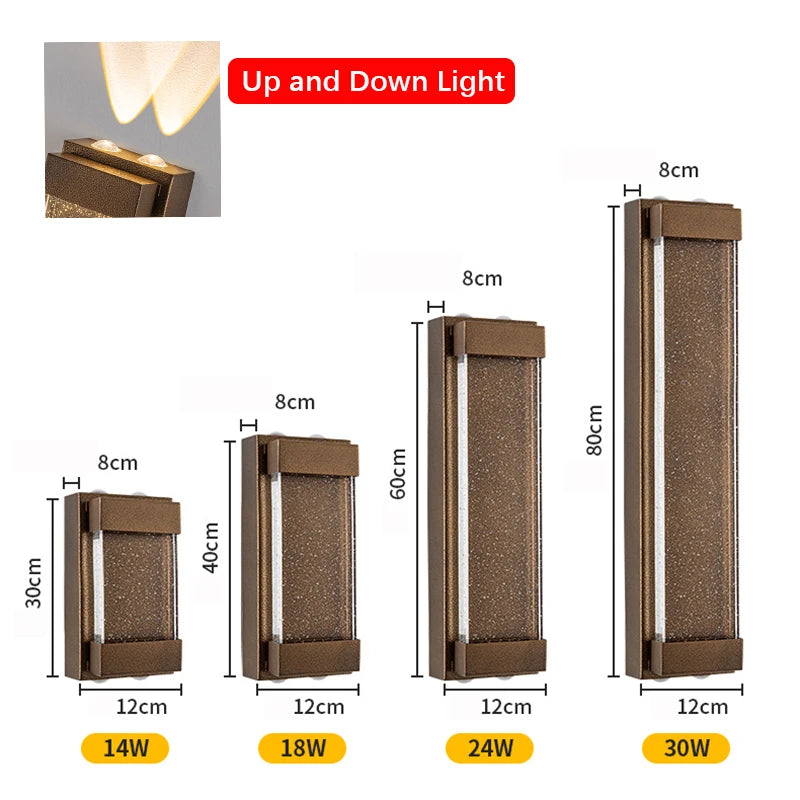 applique murale moderne marron clair texture dorée ip65 led 110240v 2492000lm 30406080cm
