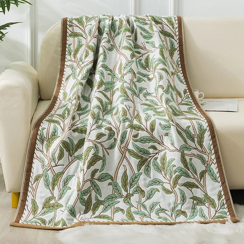 couverture bain coton fleur bleue jaune rapide absorbante machine ethnique traditionnelle