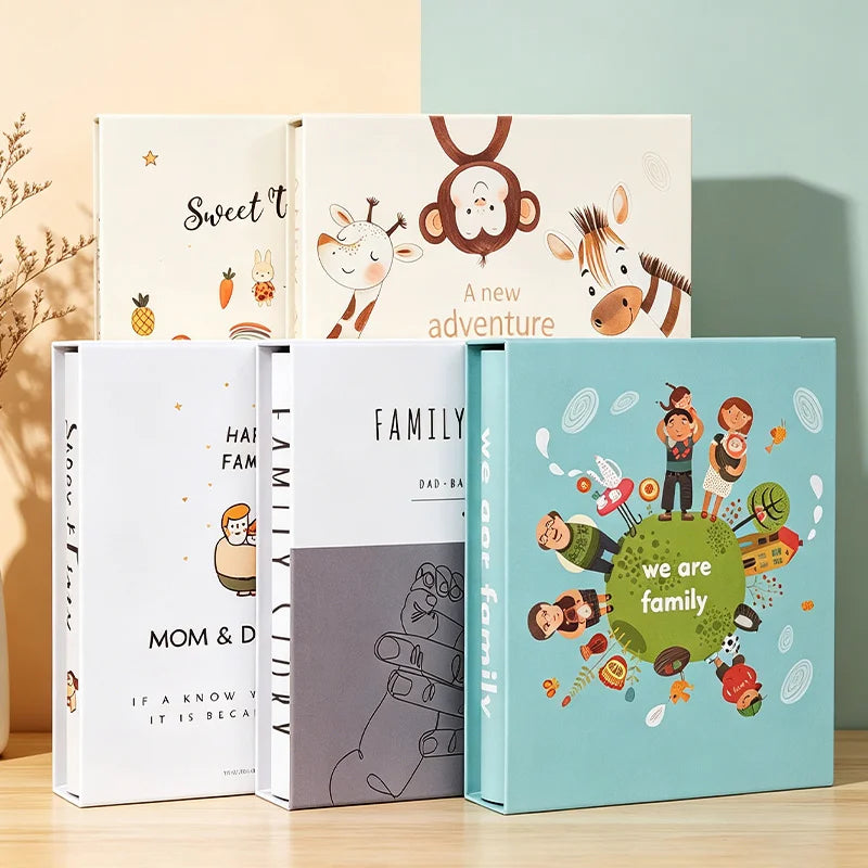 album photo moderne illustrations animales photos familiales blanc vert bleu