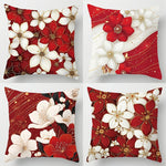 taies d'oreiller fleurs rouges blanches moderne opaques lit décoration maison 45x45cm adhésif