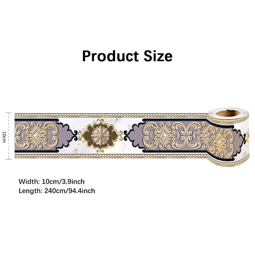 ruban decoratif adhesif blanc motif geometrique 10cm 240cm classique decoration murale impermehable
