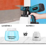 pistolet peinture électrique sans fil bleu noir batterie débit caoutchouc refroidissement orifices comparison flacons