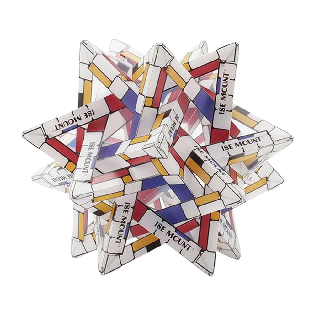 lampe décorative origami étoile rouge jaune noir blanche clips imprimés camping ambiance