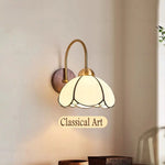 Lampe murale art nouveau or blanc bleu clair motif floral translucide chambre salon cuisine
