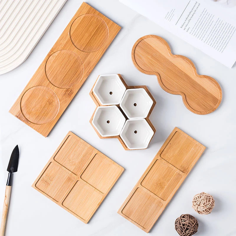plateau bois naturel support tasse petit socle rond décoratif cuisine moderne vaisselle bois