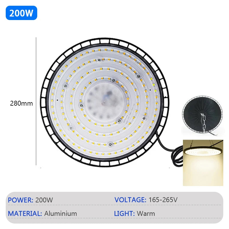 éclairage industriel led haute luminosité 280mm noir moderne étanche 200w