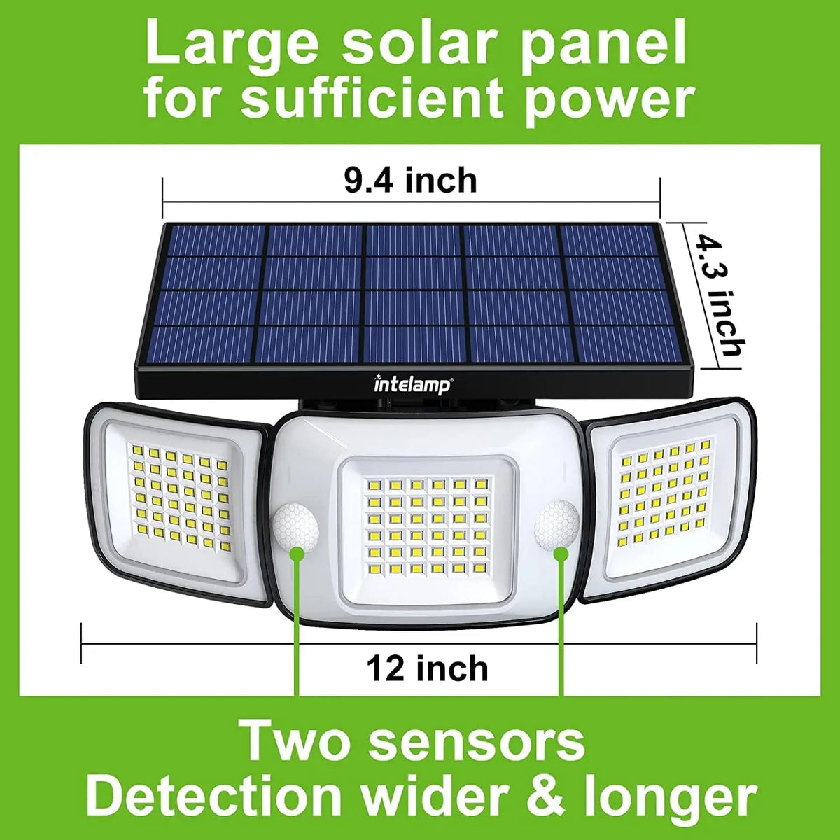 projecteur solaire extérieur moderne capteurs mouvement panneau solaire large angle ip65 led blanc noir