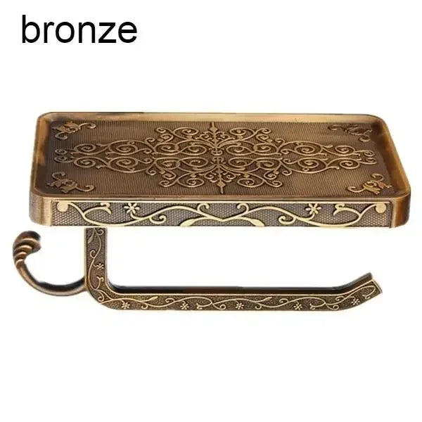 porte savon mural vintage ornements floraux porte rouleau papier toilette bronze blanc noir classic