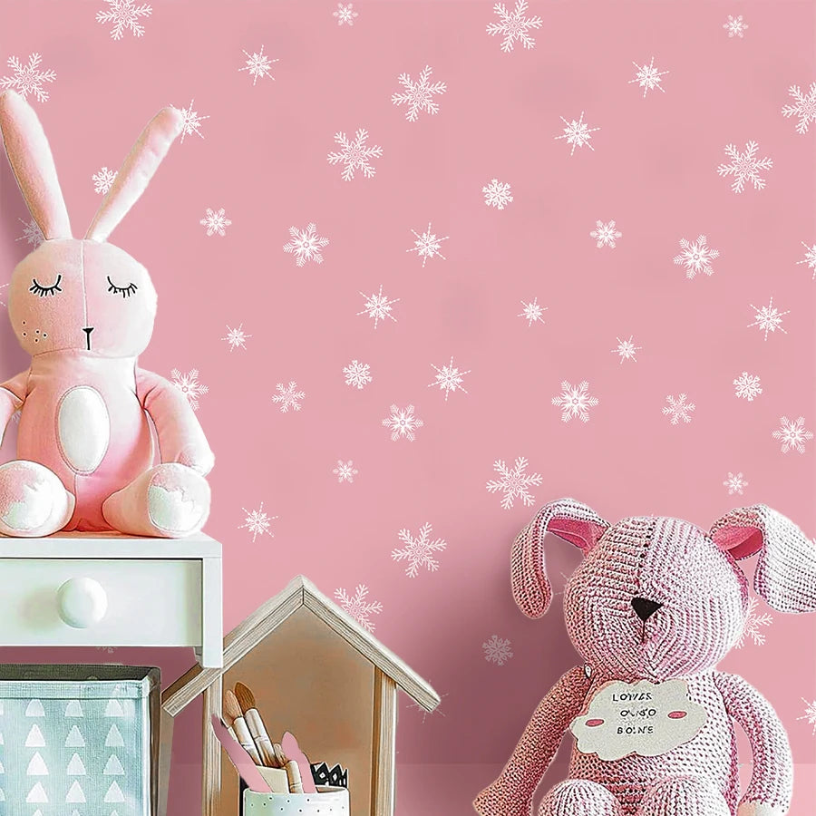 papier peint autocollant étoile flocon neige rose chambre enfant décoration nordique imperméable résistance humidité