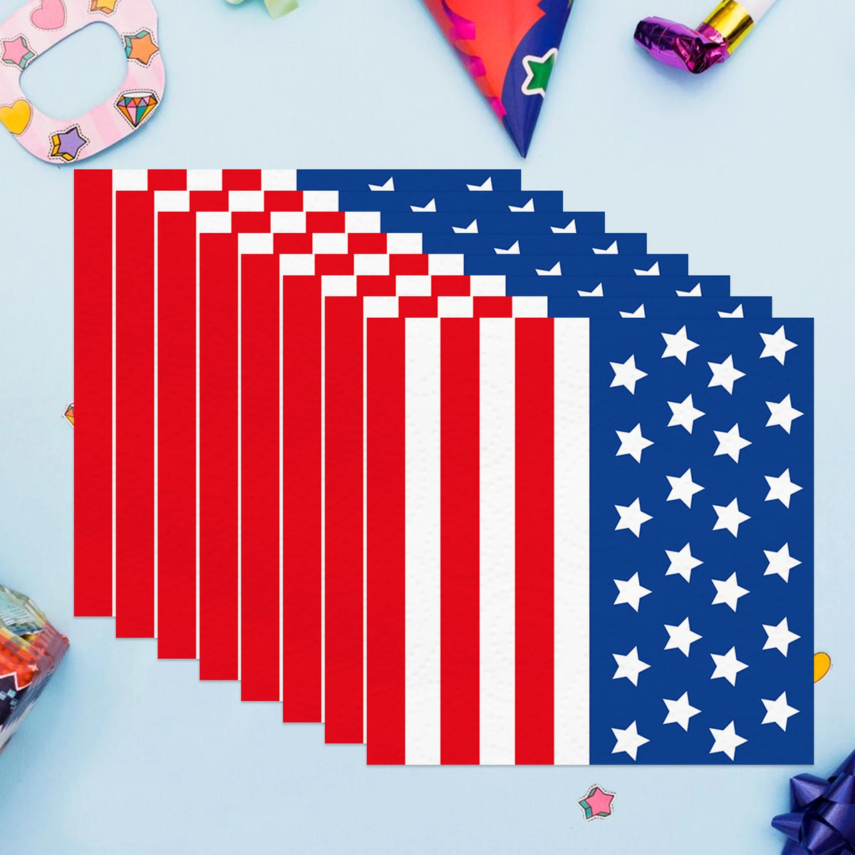 serviettes jetables américaines indépendance rouge blanc bleu drapeau étoiles rayures festives 20pcs