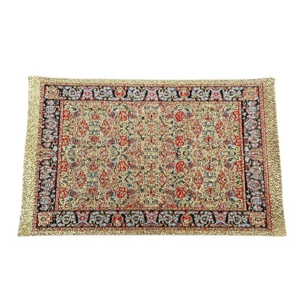tapis ornements floraux géométriques classique rouge bleu rose beige vert adhésif poupées accessoire